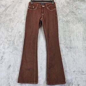 Aeropostale Jeans Womens 00R Brown Low Rise Flare Stretch Denim Pants 9760AF23